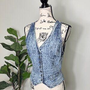 VTG Denim Button-Up Vest Made in USA Size 5/6 Retro